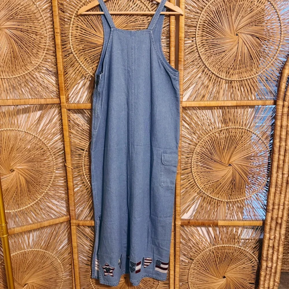 Christopher & Banks Blue Denim Flag Dress Cottage Country Jean Style SZ S - Picture 7 of 7